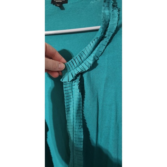 Talbots Ruffle Cardigan Blue Green, Size XL - Picture 3 of 5